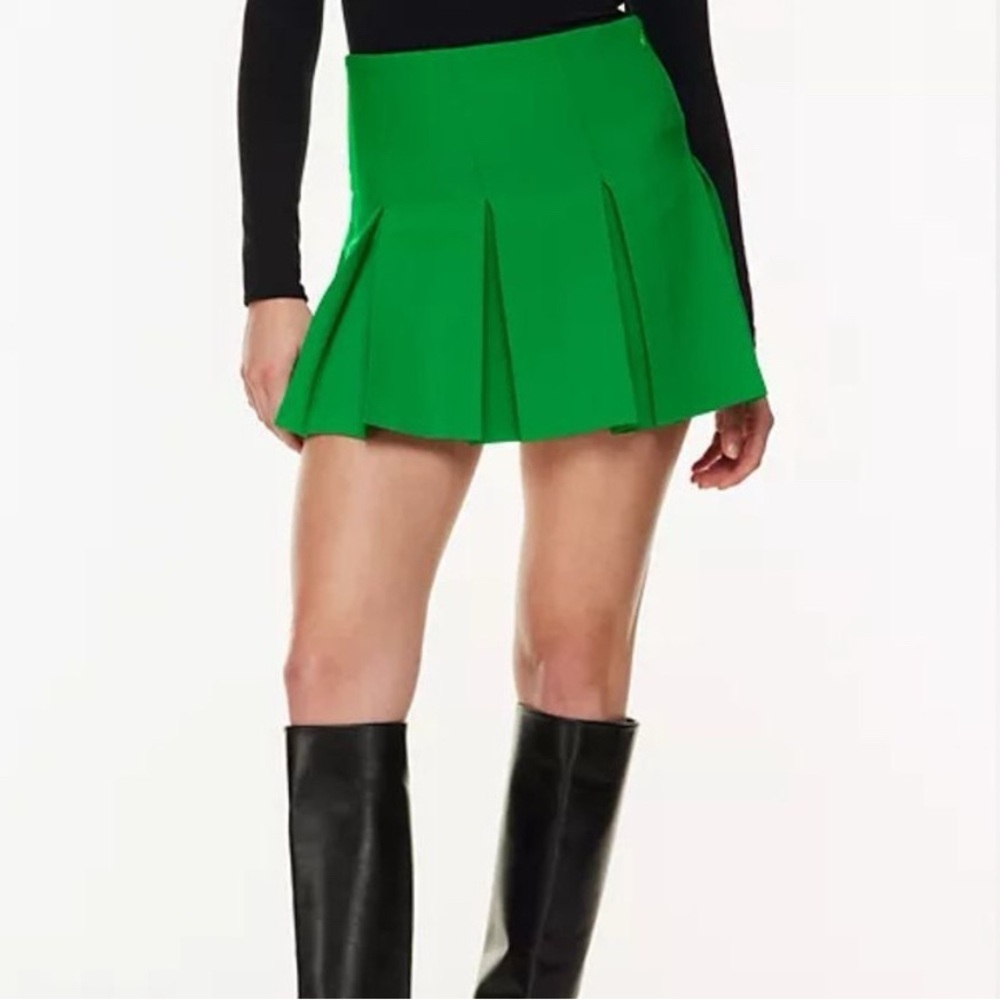 Aritzia Babaton Hathaway Green Pleated Skirt
